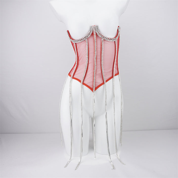 Chain Detail Polyester Shapewear - Edgy Style