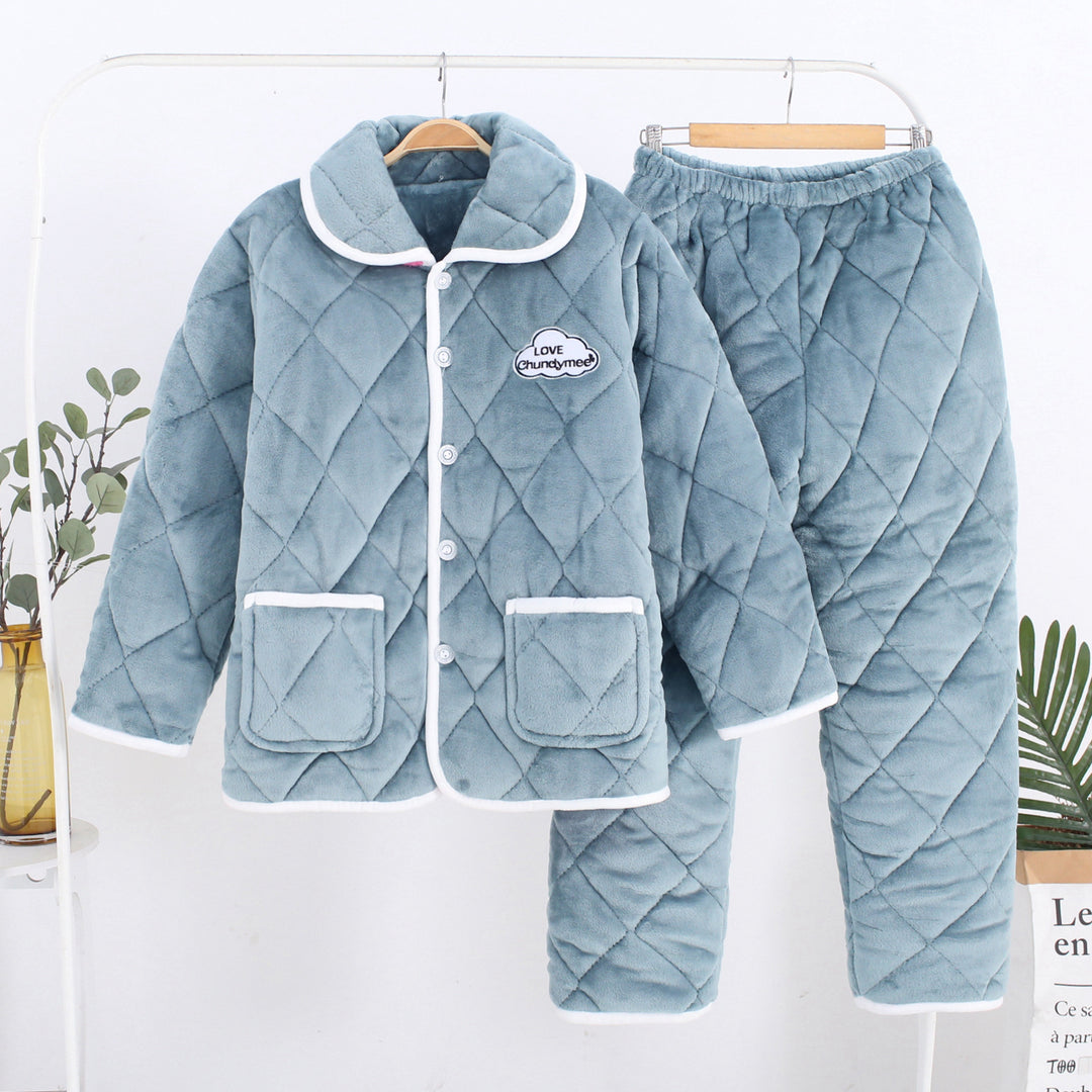 Three-Layer Coral Fleece Loungewear Set - Premium Warmth