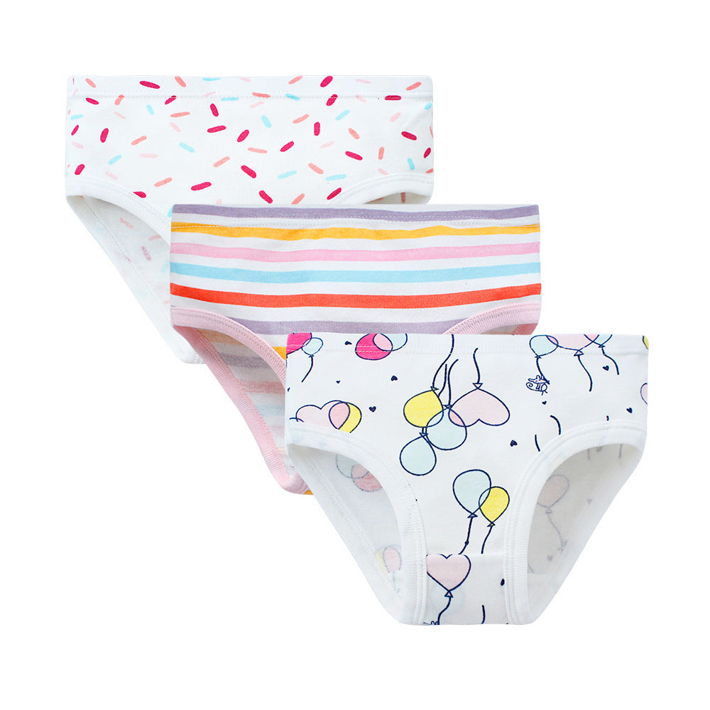 Girls' Cotton Breathable Shorts Briefs - Fun Designs