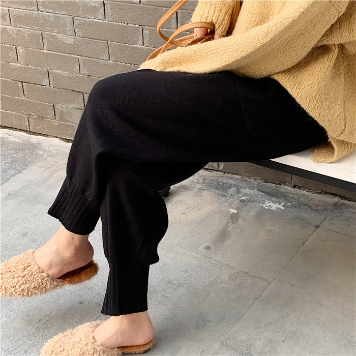 Wool Blend Wide Leg Trousers - Plus Size