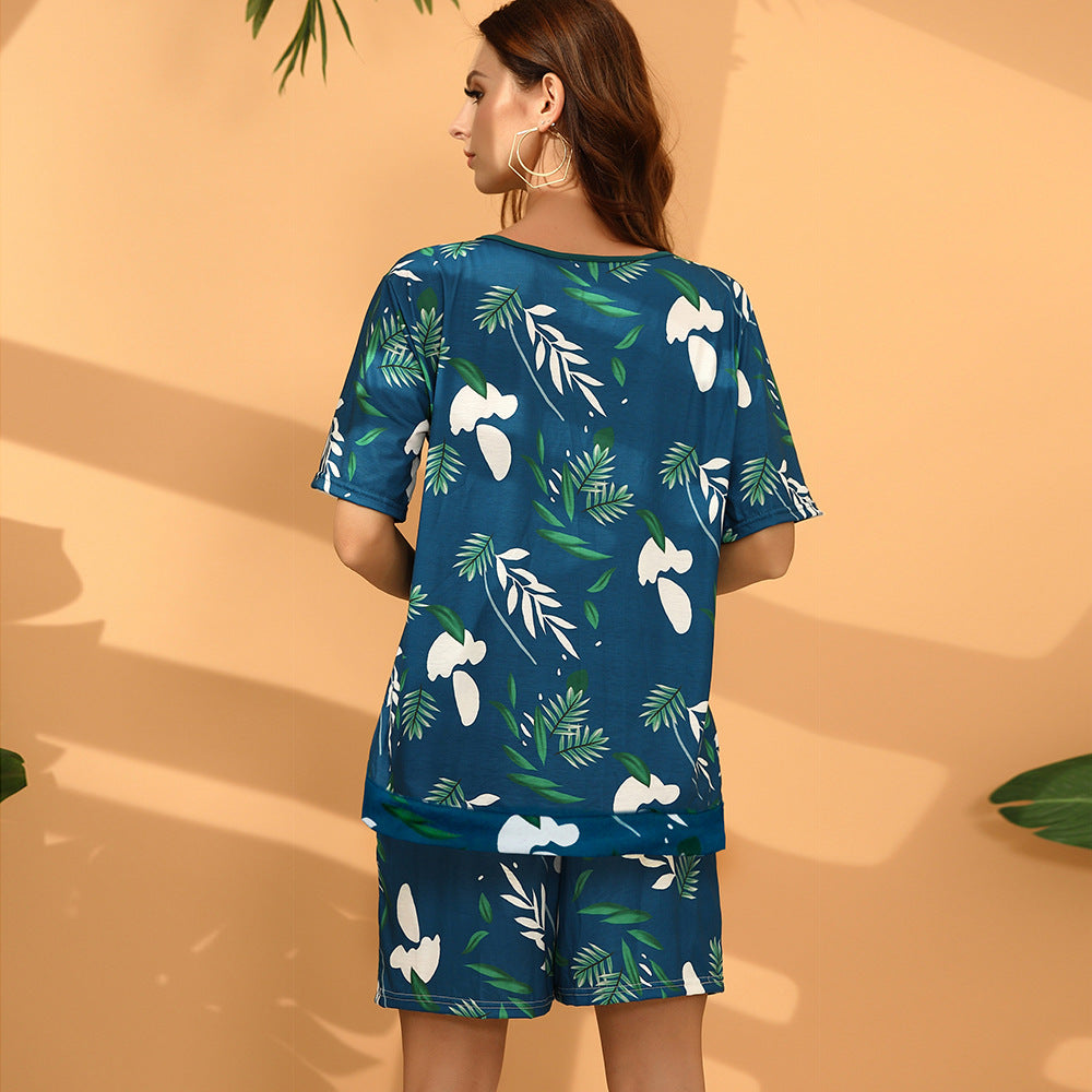 Floral Print Loungewear Set - Casual Two-Piece