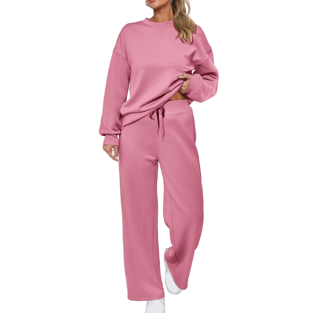 Patchwork Sweatshirt And Wide-Leg Pants Set