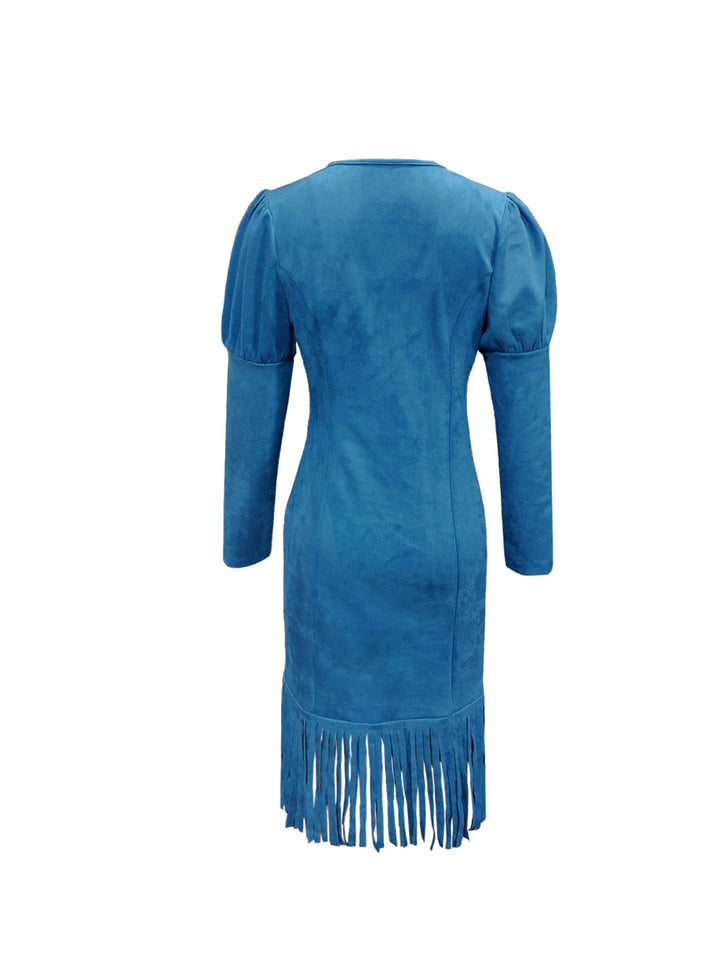 Retro Suede Fringe Sleeveless Mini Dress