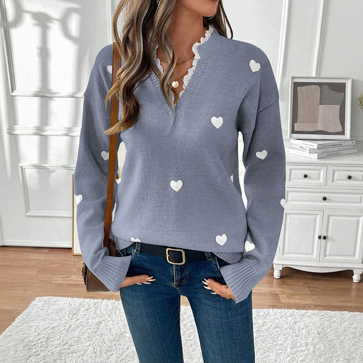 V-neck Love Sweater For Women
