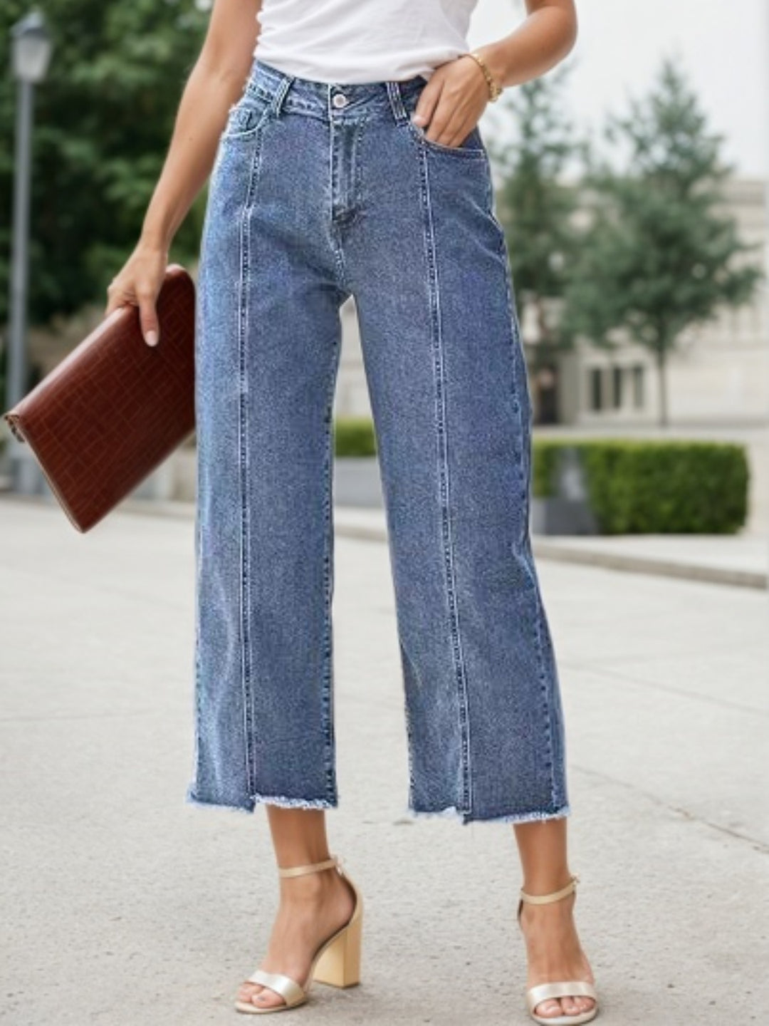 High Waist Wide Leg Jeans - Plus Size
