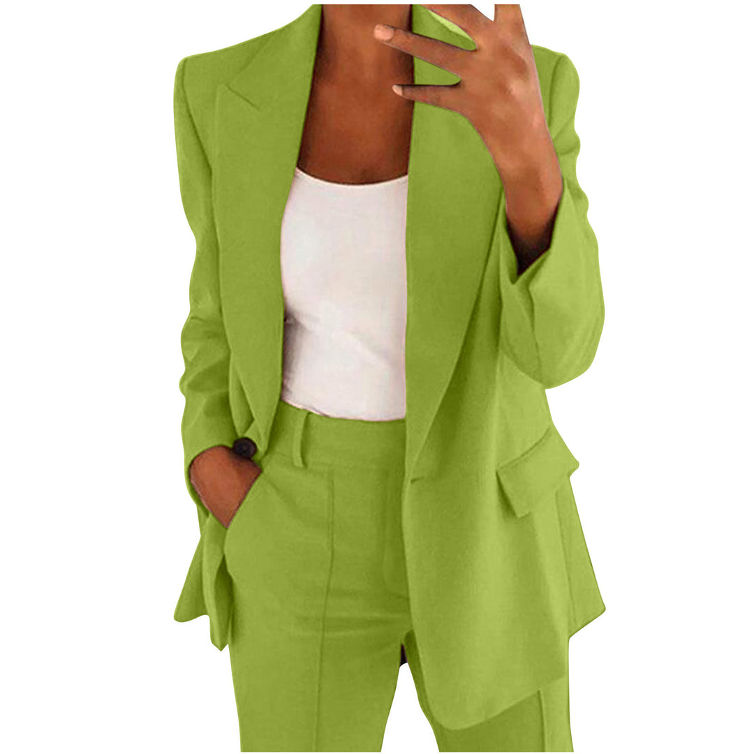 2 Piece Blazer Suit Set - Elegant Long Sleeve Blazer & Trousers for Women