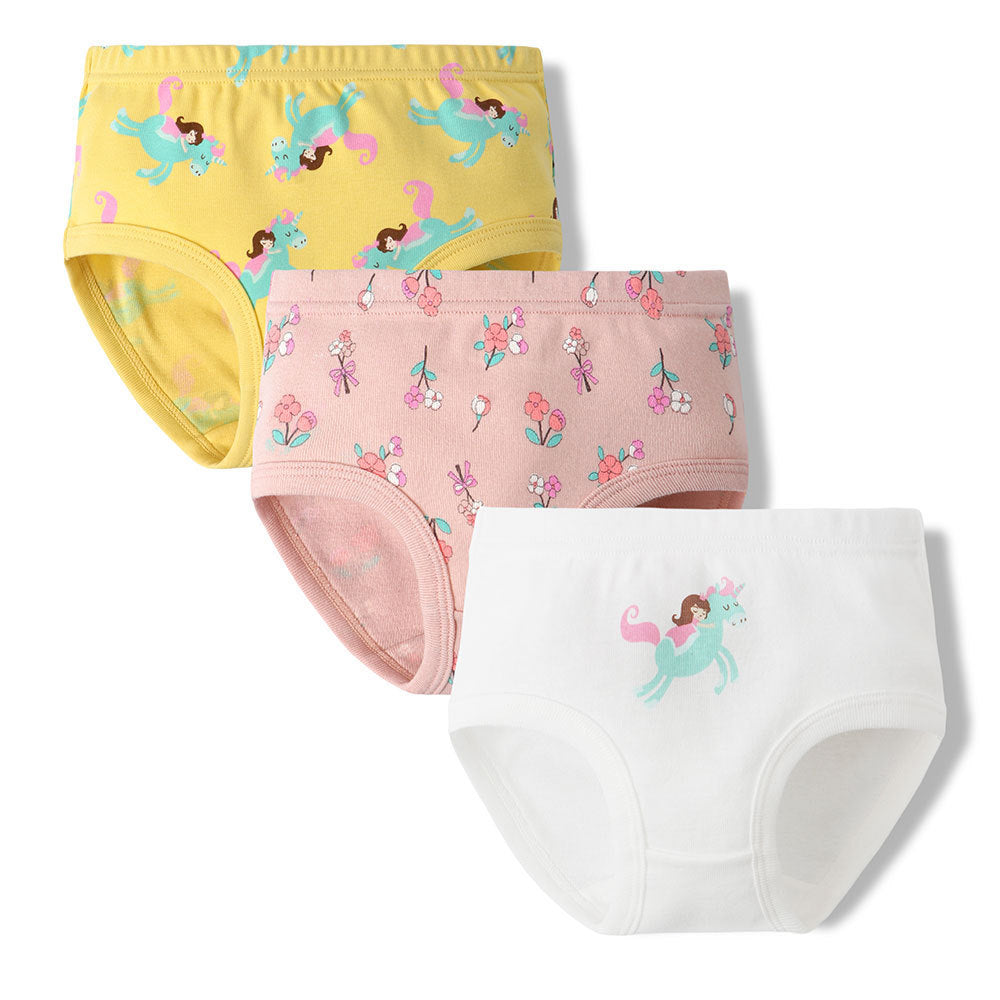 Girls' Cotton Breathable Shorts Briefs - Fun Designs