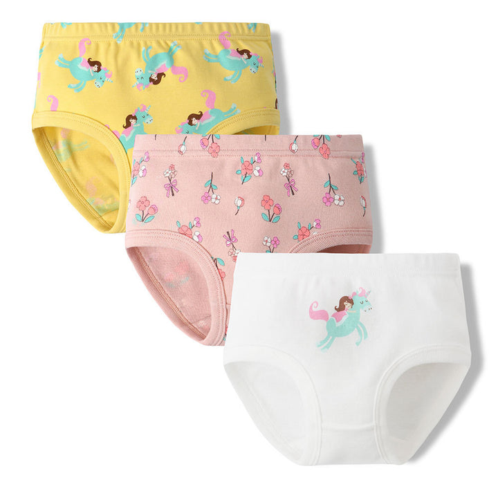 Girls' Cotton Breathable Shorts Briefs - Fun Designs