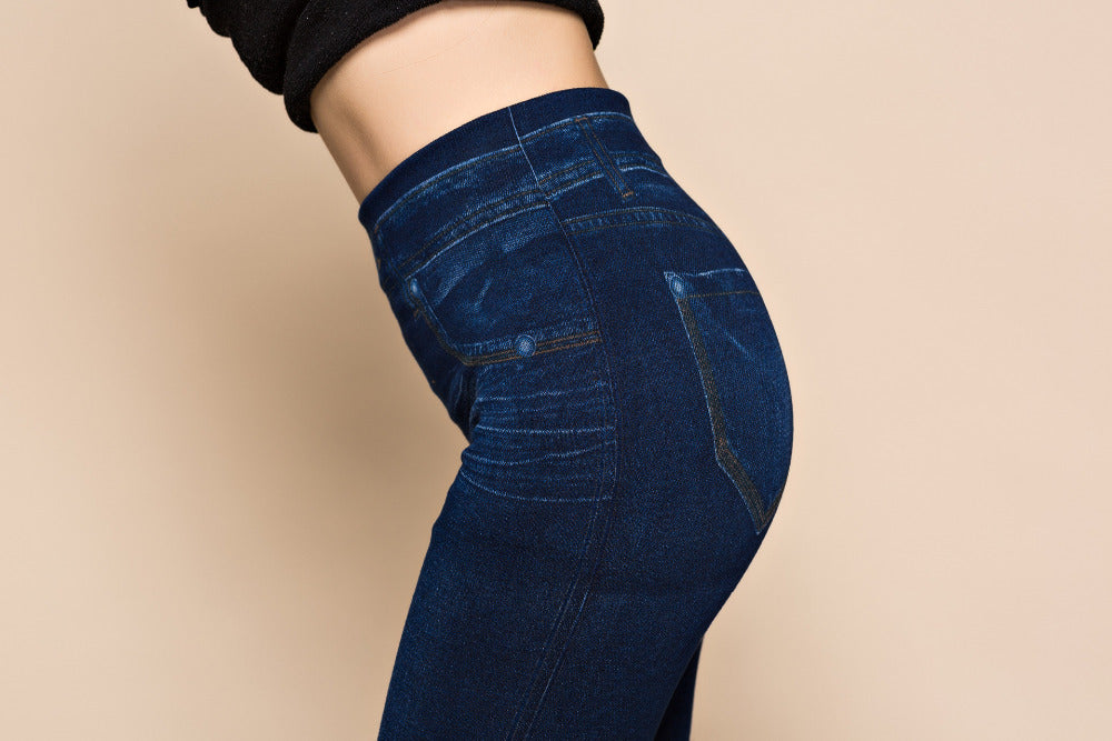 Faux Denim Leggings - Plus Size