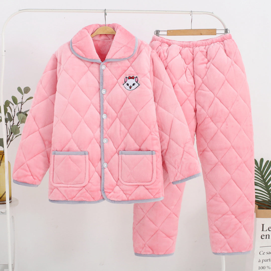 Three-Layer Coral Fleece Loungewear Set - Premium Warmth