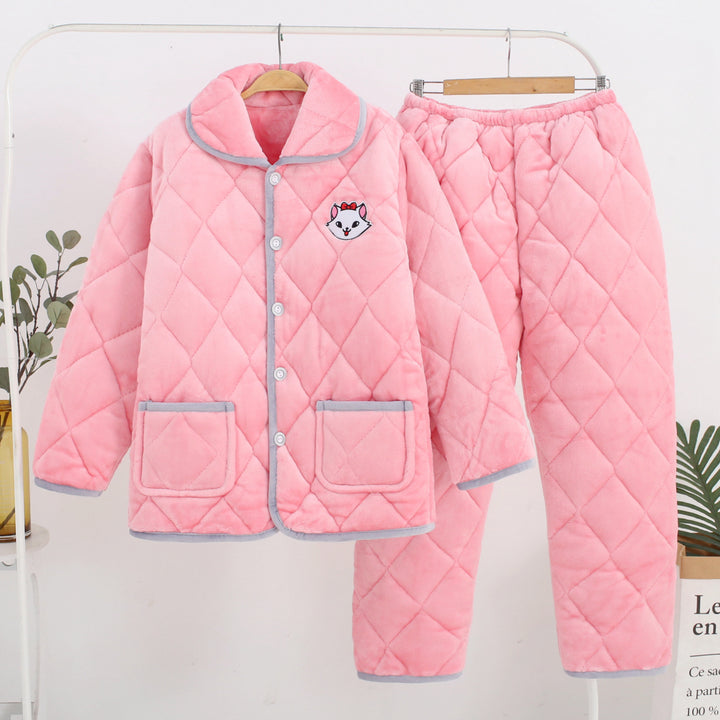 Three-Layer Coral Fleece Loungewear Set - Premium Warmth