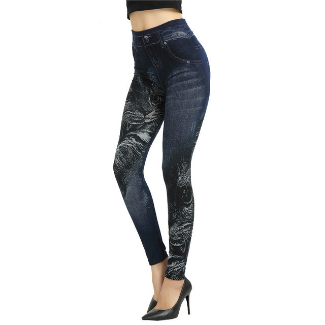 Faux Denim Leggings - Plus Size