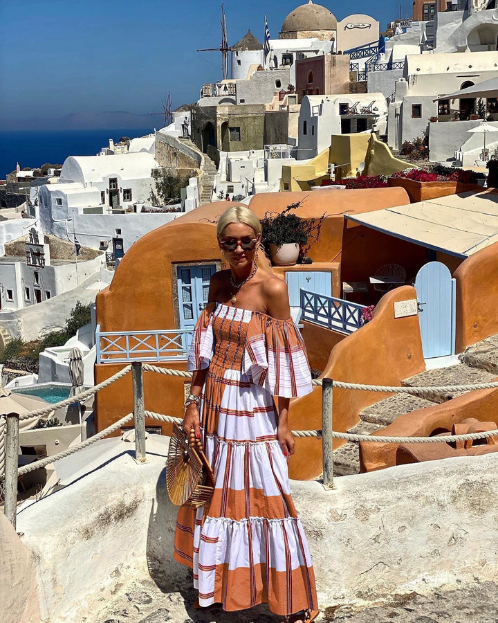 Women's One Shoulder Boho Print Dress