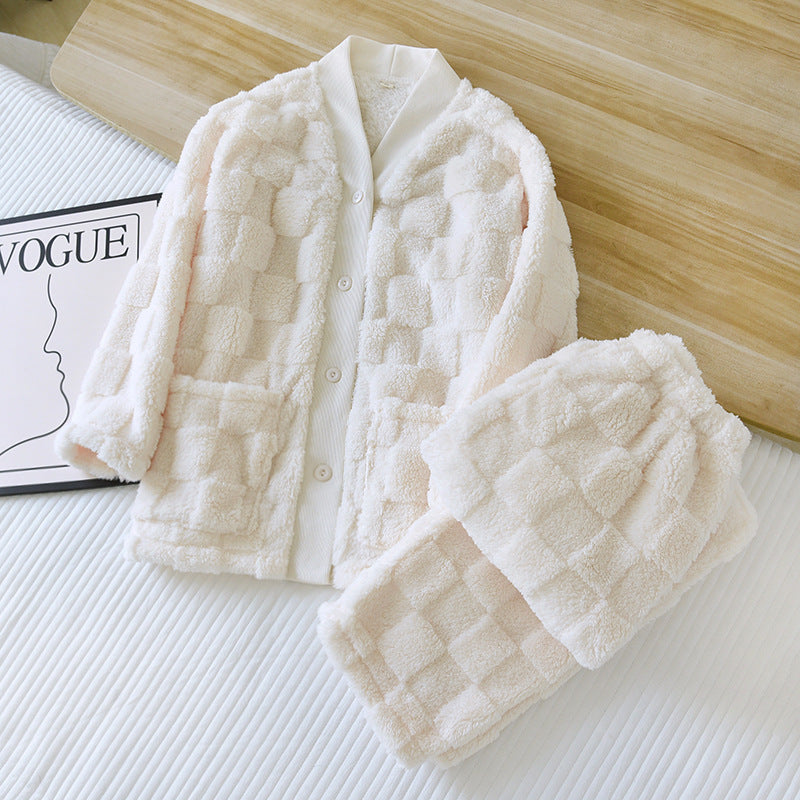 Coral Fleece Loungewear Set - Thickened Winter Comfort
