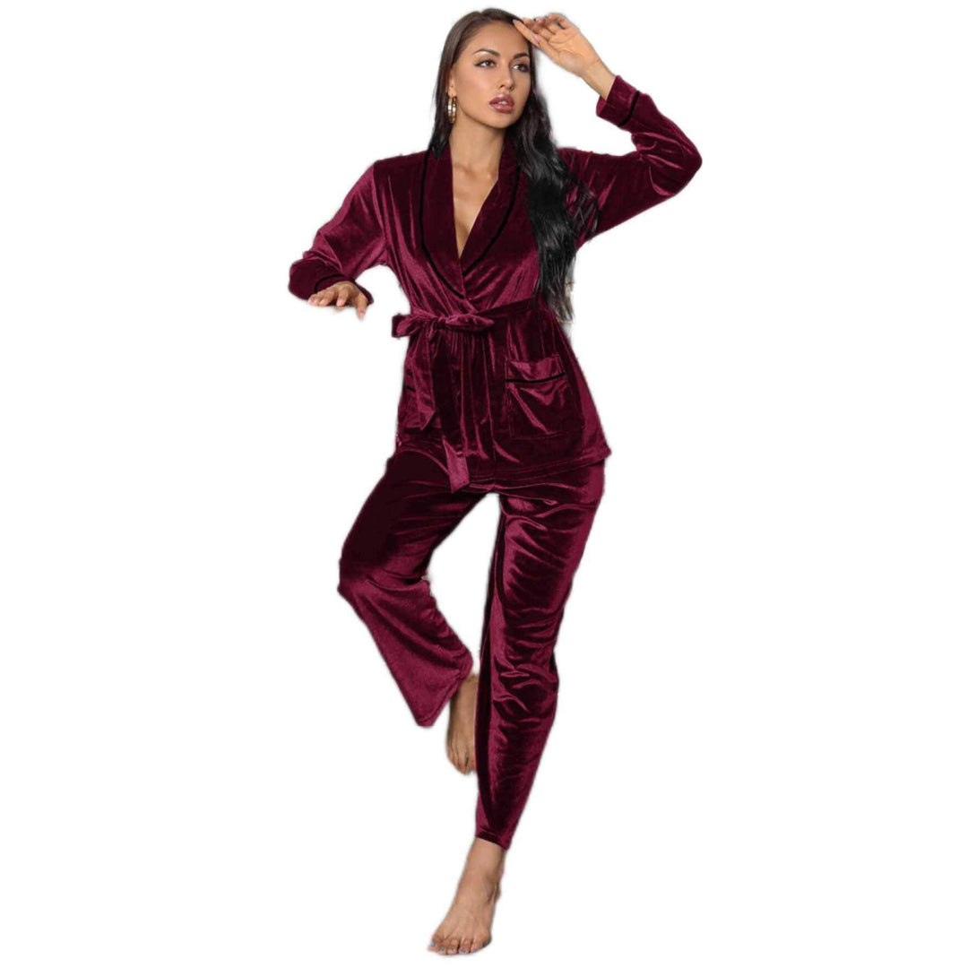 Fleece-Lined Thickened Loungewear Set - Winter Warmth