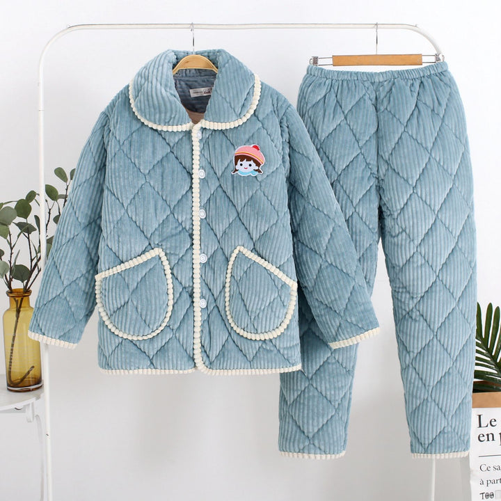Three-Layer Coral Fleece Loungewear Set - Premium Warmth