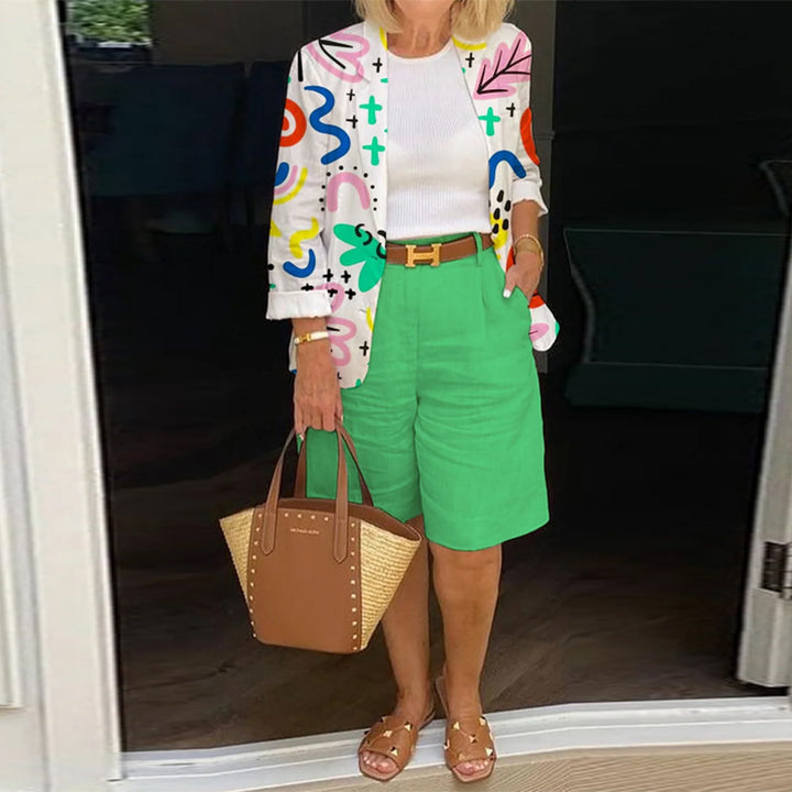 Casual Two-Piece Set - Jacket & Shorts