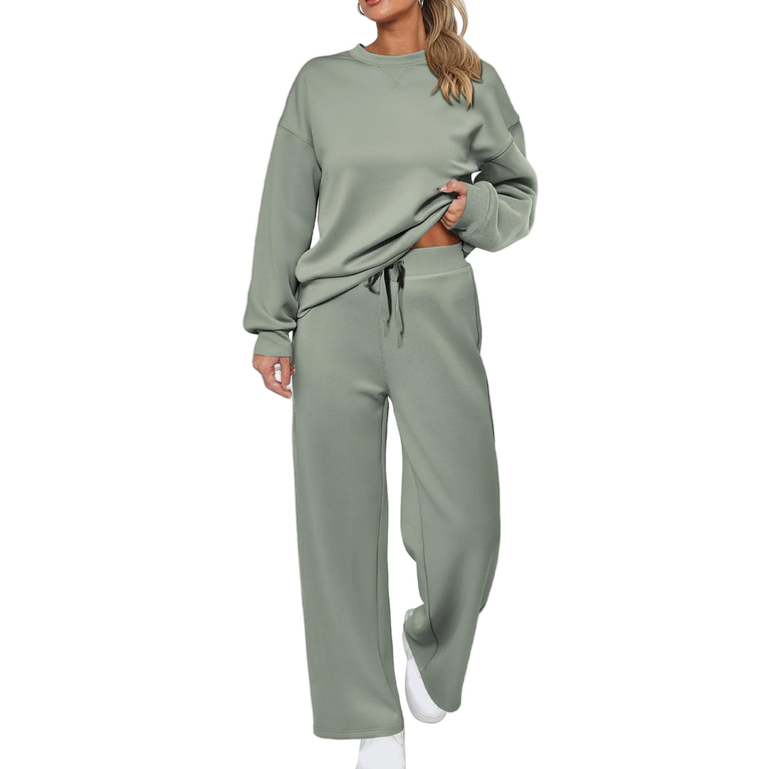 Patchwork Sweatshirt And Wide-Leg Pants Set