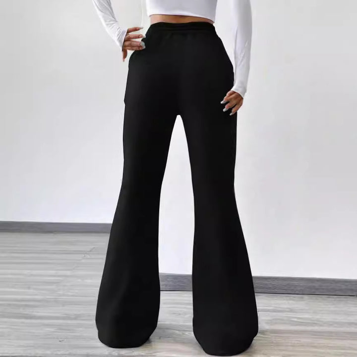 Women's Slightly Flared Casual Pants Comfortable Drawstring Stretch Fleece Sweatpants