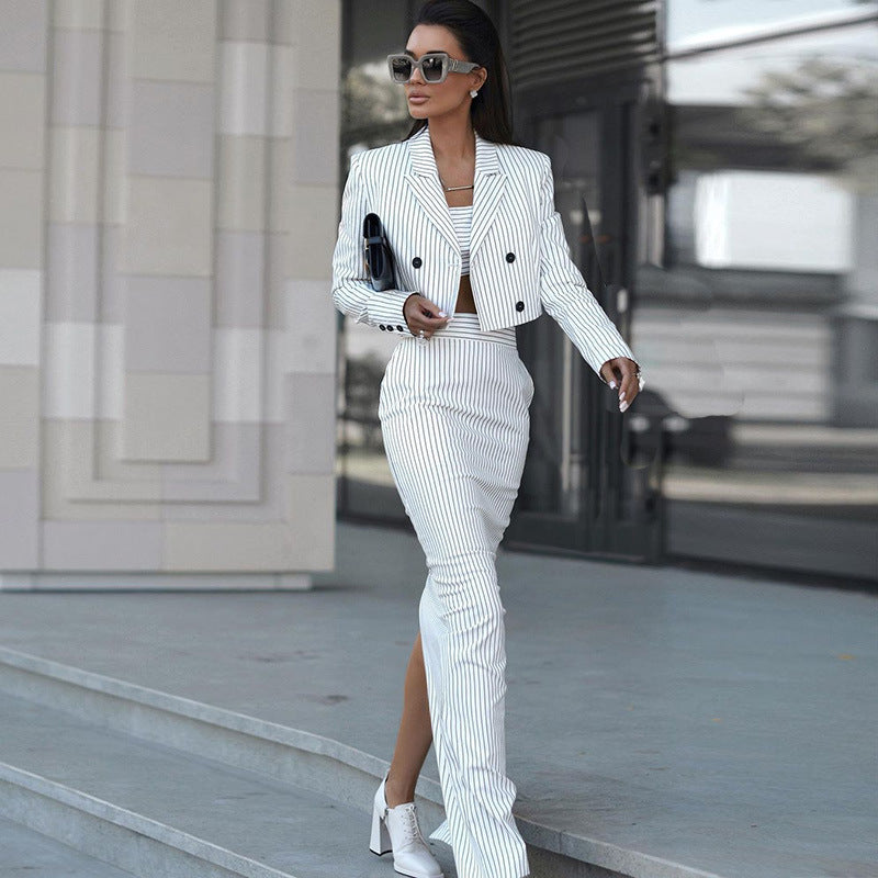 Plaid Two-Piece Suit Set - Top & Skirt