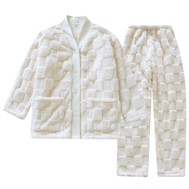 Coral Fleece Loungewear Set - Thickened Winter Comfort