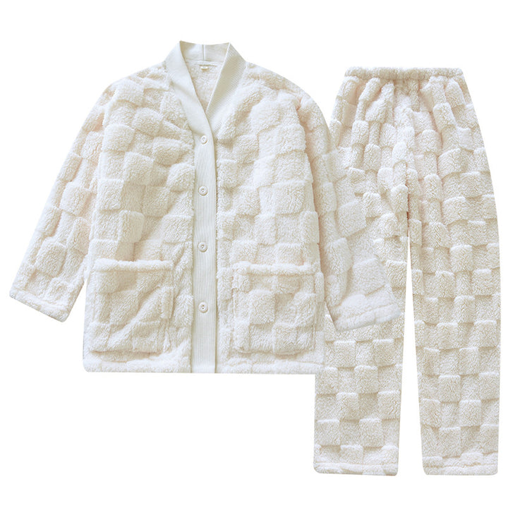 Coral Fleece Loungewear Set - Thickened Winter Comfort