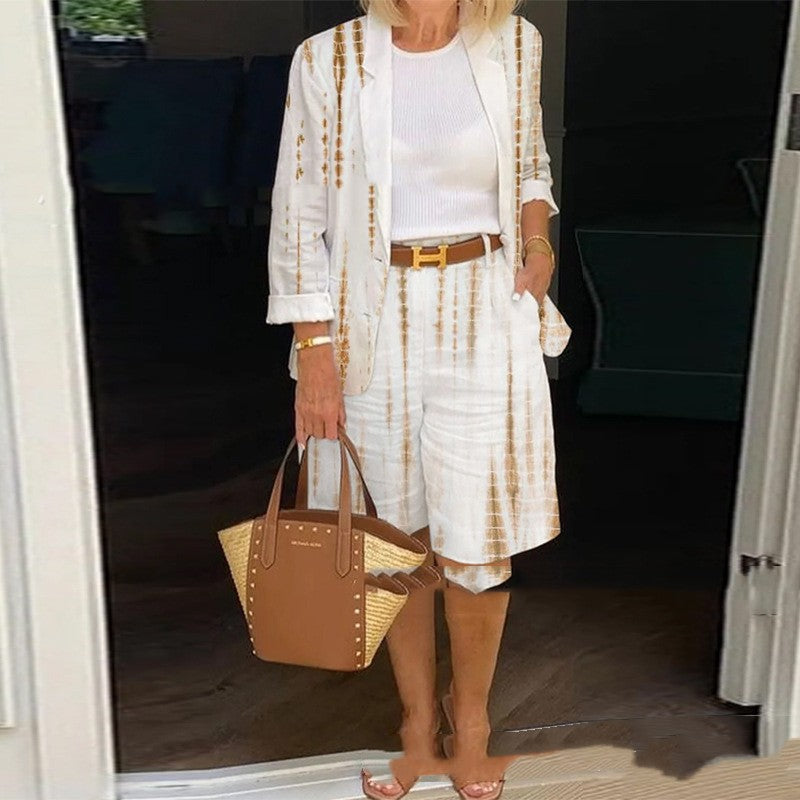 Casual Two-Piece Set - Jacket & Shorts