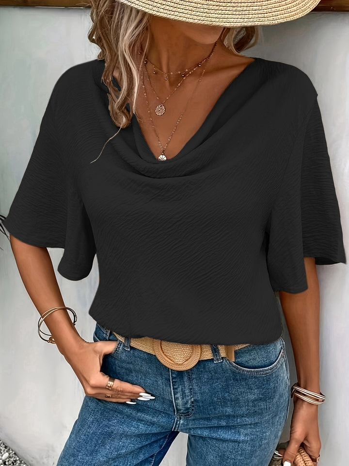 Women's Solid Color Casual Fashion Short Sleeved Shirt