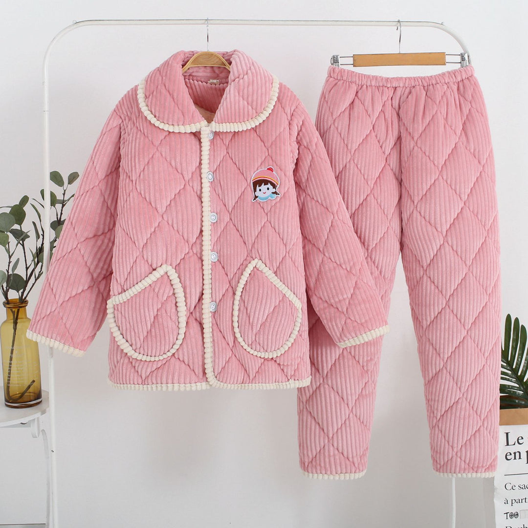 Three-Layer Coral Fleece Loungewear Set - Premium Warmth