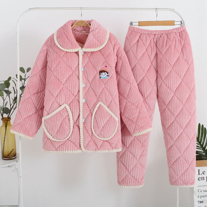 Three-Layer Coral Fleece Loungewear Set - Premium Warmth