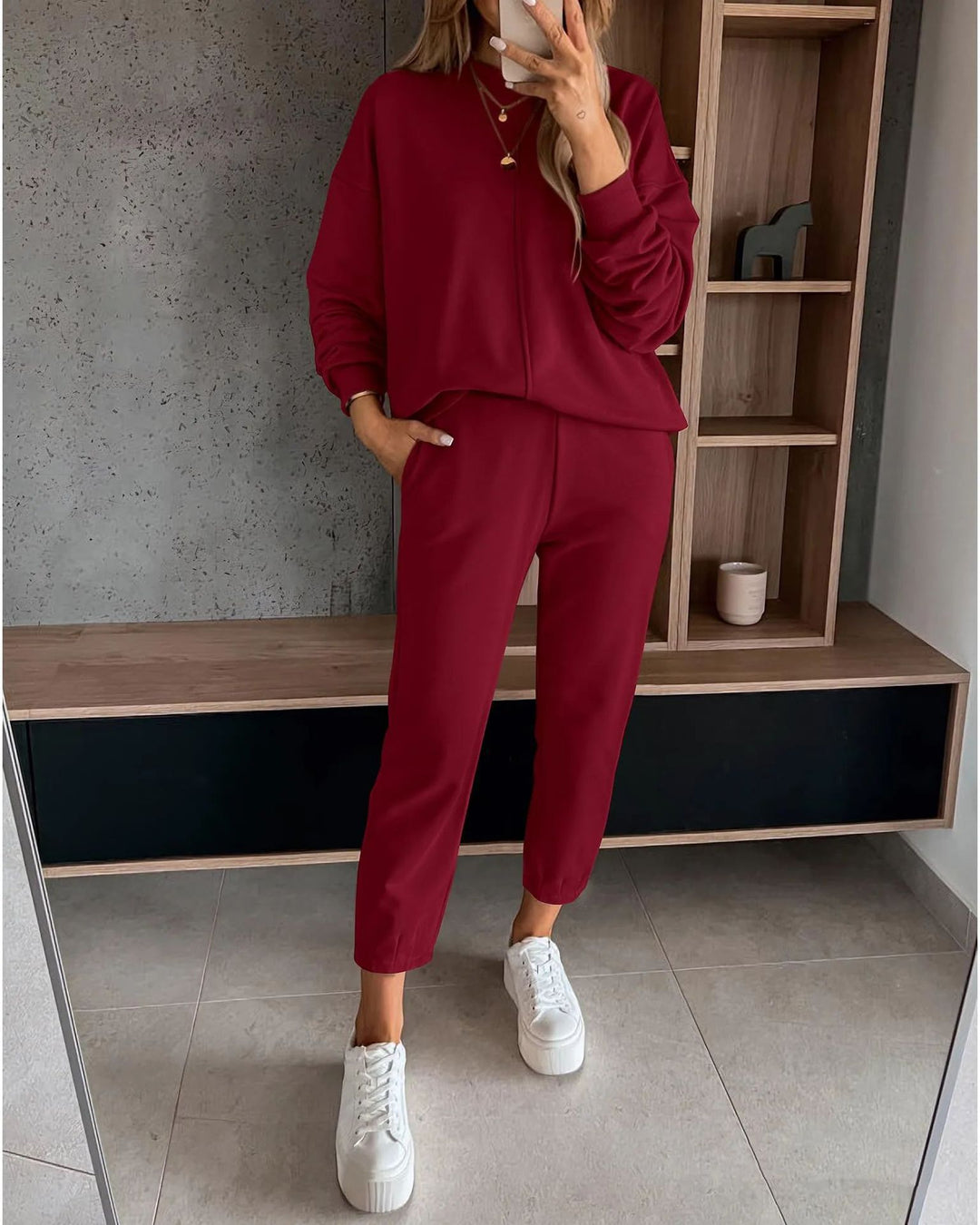 High Waist Track Loungewear Set - Hoodie & Sweatpants