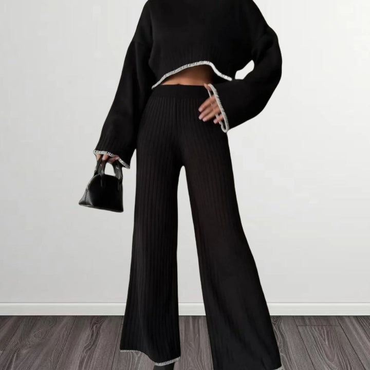 Knitted Two-Piece Set - Jacket & Trousers
