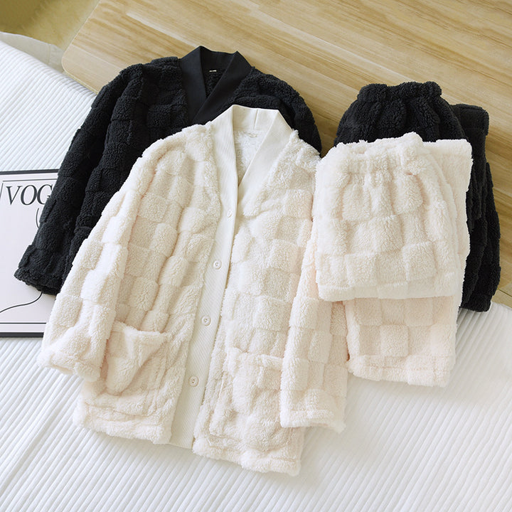 Coral Fleece Loungewear Set - Thickened Winter Comfort