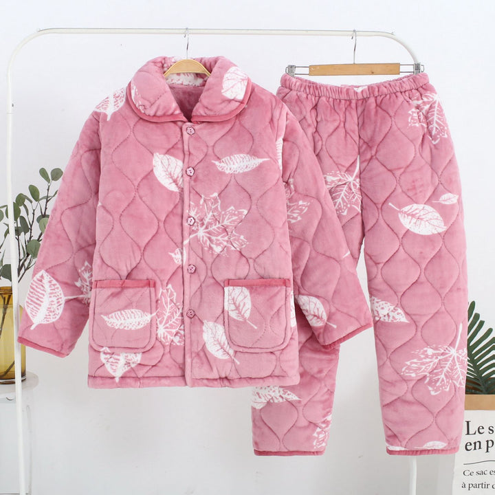 Three-Layer Coral Fleece Loungewear Set - Premium Warmth