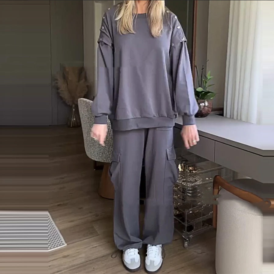 Relaxed Lounge Set - Long Sleeve Top & Trousers