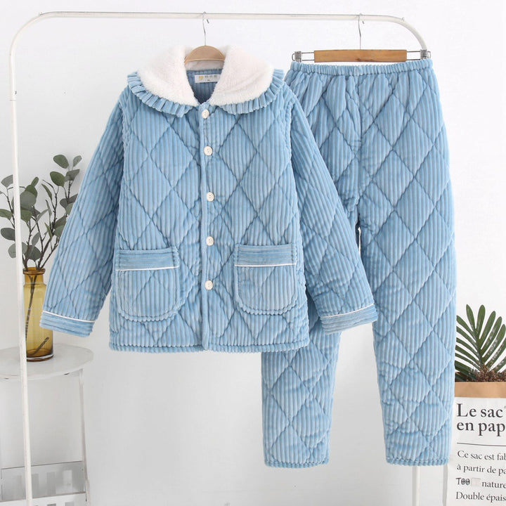 Three-Layer Coral Fleece Loungewear Set - Premium Warmth