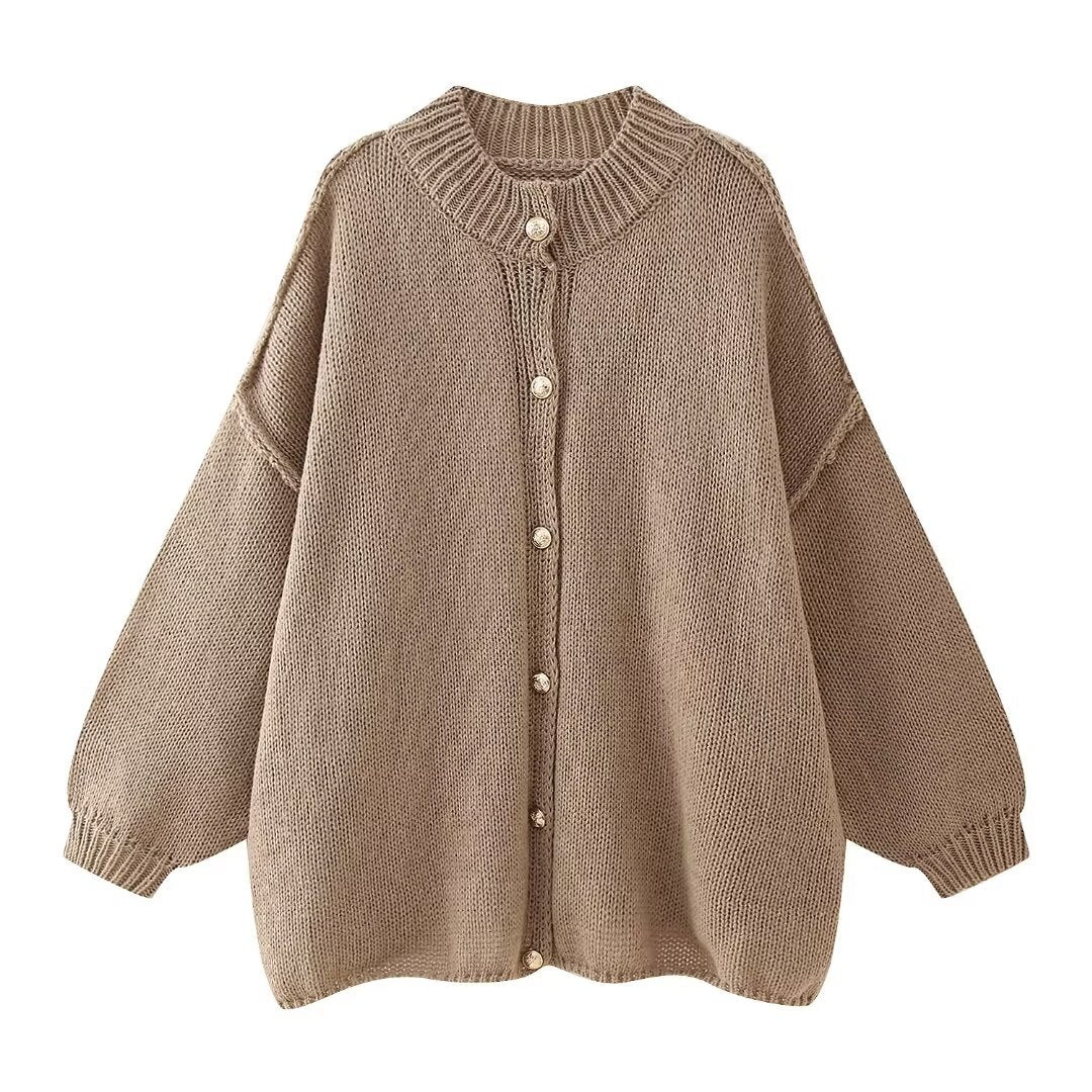 Button Front Cardigan Sweater - Elegant Commuter Style