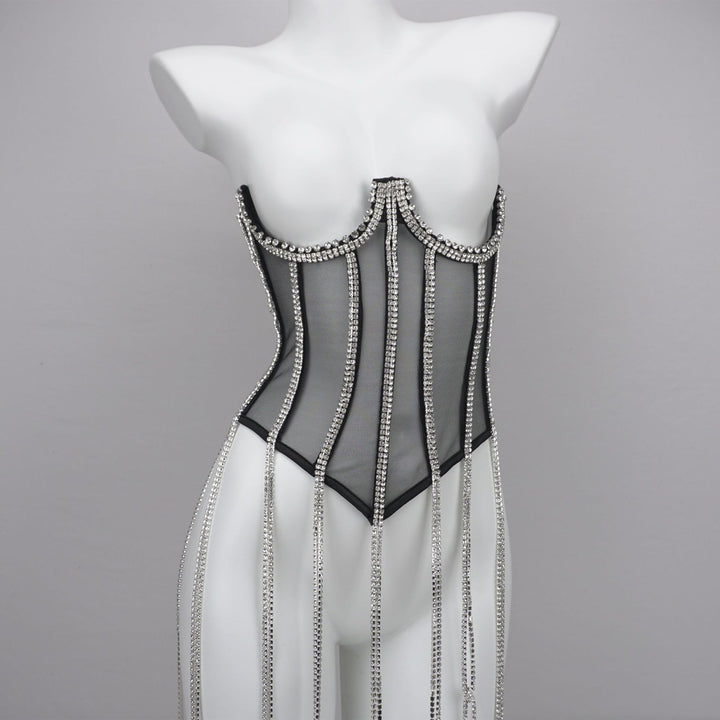 Chain Detail Polyester Shapewear - Edgy Style