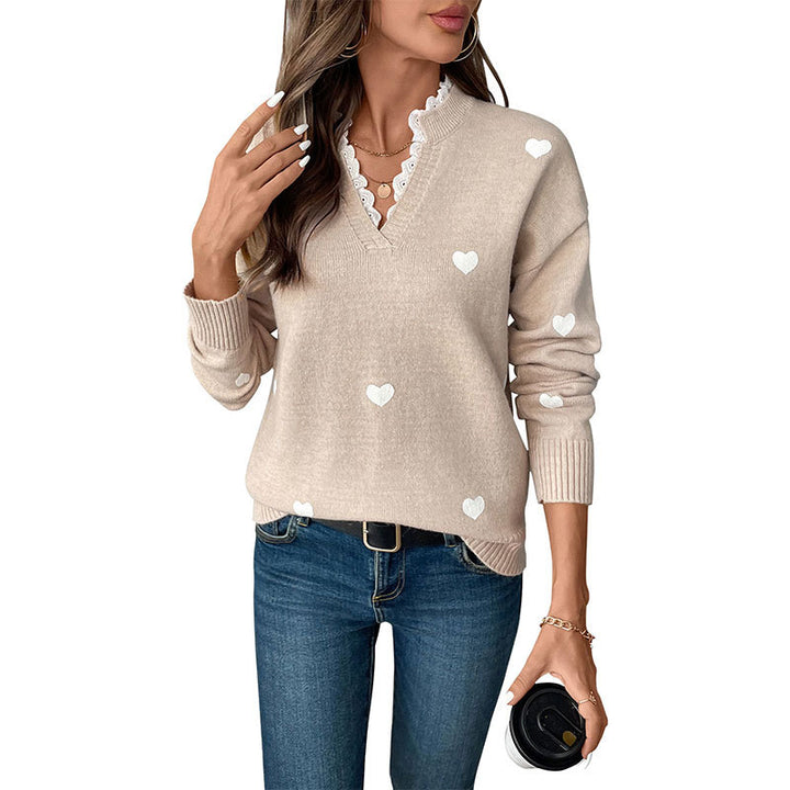 V-neck Love Sweater For Women