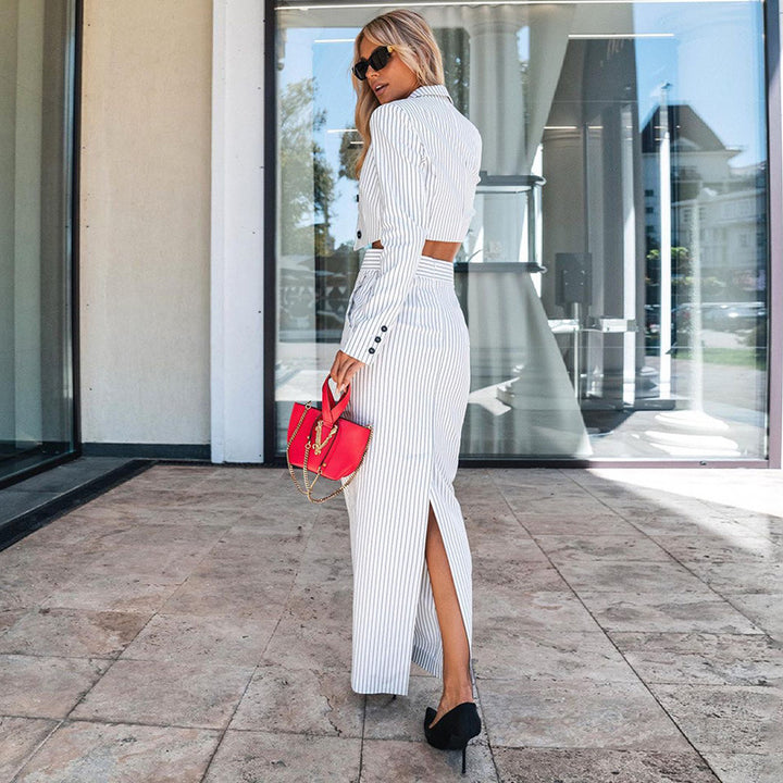 Plaid Two-Piece Suit Set - Top & Skirt