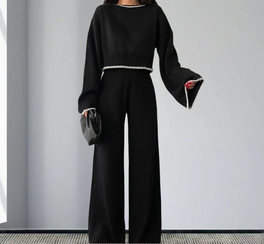Knitted Two-Piece Set - Jacket & Trousers