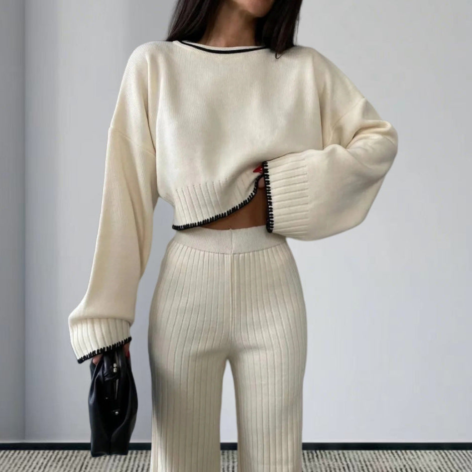 Knitted Two-Piece Set - Jacket & Trousers
