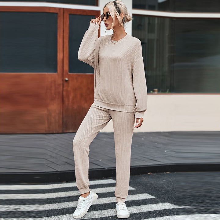 Solid Colour Casual Loungewear Set - Japanese Korean Style