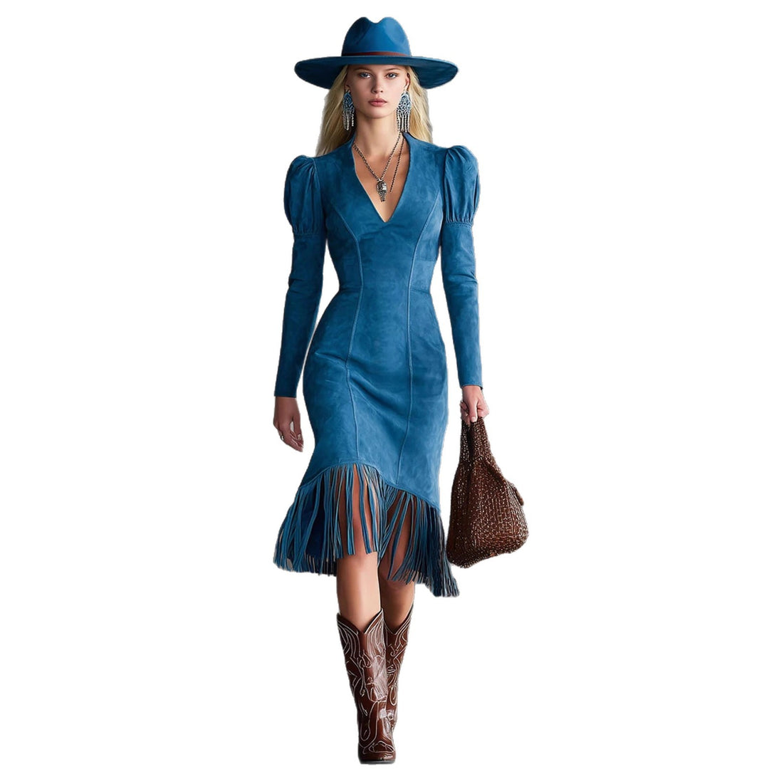 Retro Suede Fringe Sleeveless Mini Dress