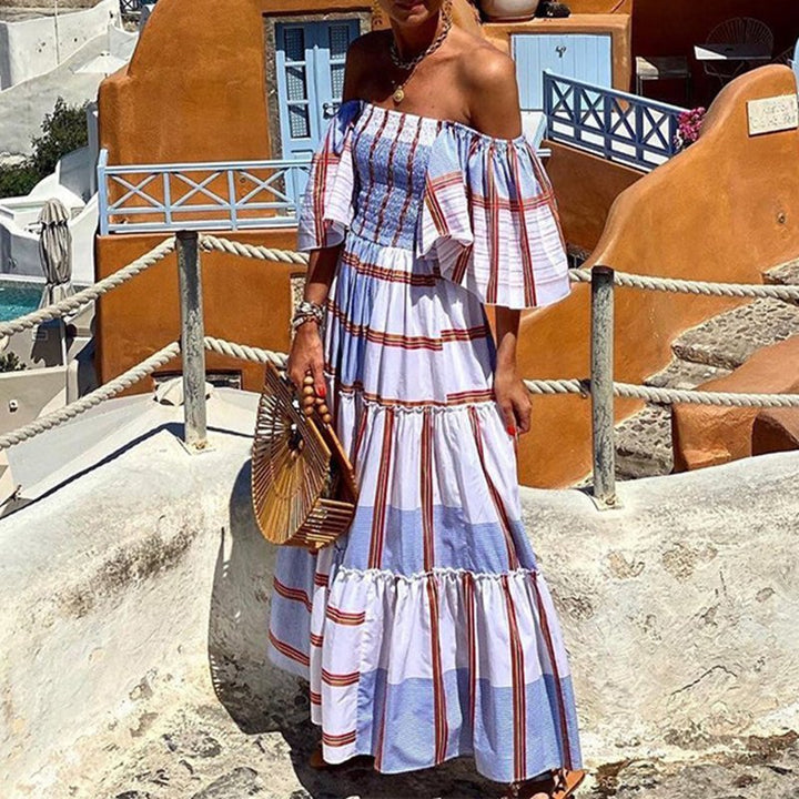 Women's One Shoulder Boho Print Dress