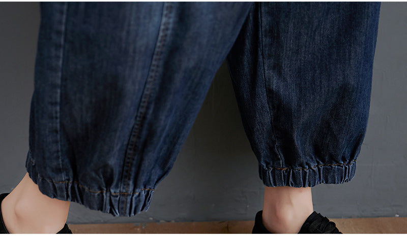 Cropped Denim Dungarees - Plus Size