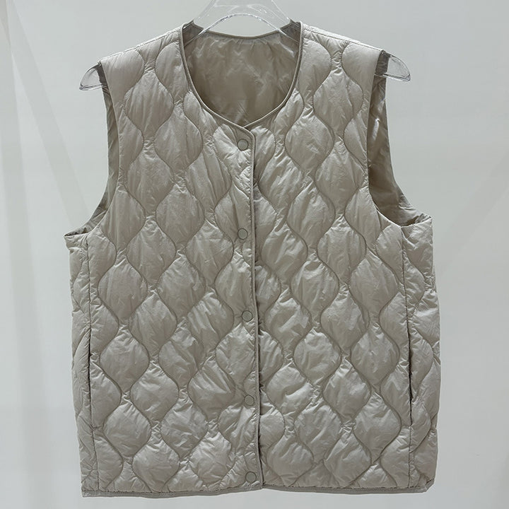 Layered Inner Wear, Short Round-neck Lightweight Down Vest Jacket