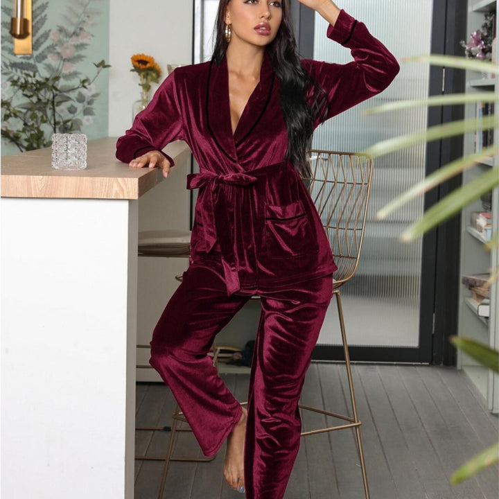 Fleece-Lined Thickened Loungewear Set - Winter Warmth