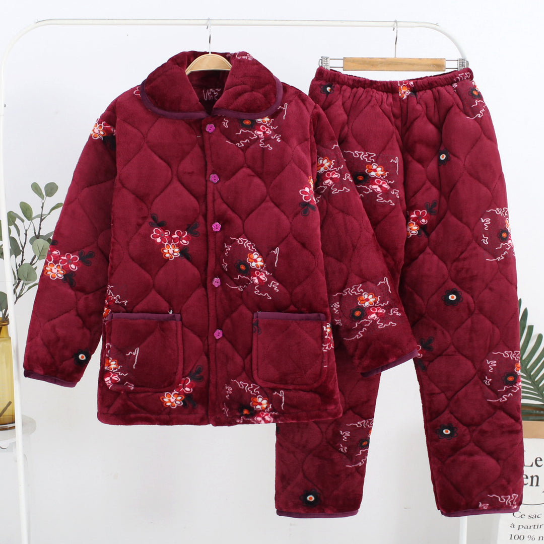 Three-Layer Coral Fleece Loungewear Set - Premium Warmth