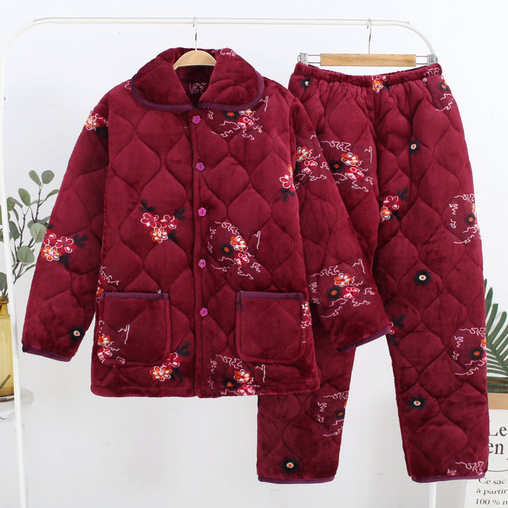 Three-Layer Coral Fleece Loungewear Set - Premium Warmth